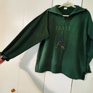 Vintage Green Paris France Zip Pullover